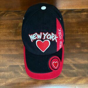 New York Black and Red Hat with Hearts